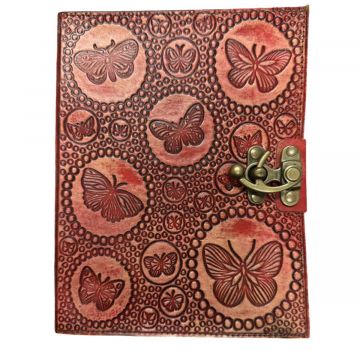 Leather Journal - Red Butterfly 6x8